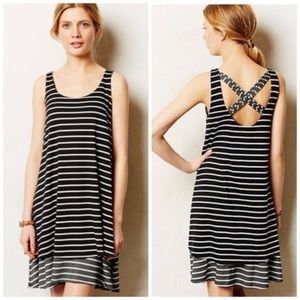 Anthropologie Puella Sleeveless Striped Duet Dress Black Crossback Women’s Small